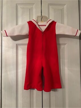 Vintage JCP Toddle Time Red/White One-Piece Romper-Size 1/2?